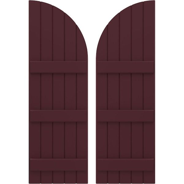 Ekena Millwork Americraft 5-Board (3 Batten) Wood Joined Board-n-Batten Shutters w/ Arch Top, ARW401BQ518X77WRH, PR ARW401BQ518X77WRH - main